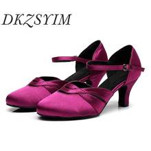 DKZSYIM Women's Professional Latin Dance Shoes Ballroom Tango Shoes Ladies Dance Shoes Black / Fuchsia High Heel 6CM Hot Selling 2022 - buy cheap