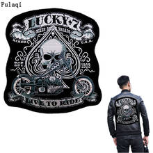 Pulaqi Punk Skull Iron On Embroidered Patches Stripes For Clothes Big Motorcycle Rock Biker Hippie Patches Applique Back Jacket 2024 - buy cheap