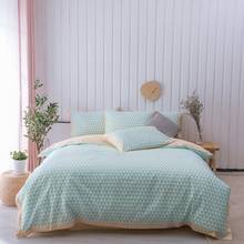 Striped Geometric Green Yellow 400TC Cotton Soft Bedding sets Queen King 4pcs(1pc duvet cover 1pc bed sheet 2pcs pillow shams 2024 - buy cheap