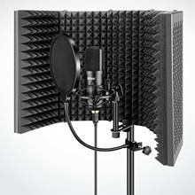 Регулируемый 5 панельный микрофон изоляционный щит вокальная будка складной пенопластовый защита панели для записи звука и вещания 2024 - купить недорого