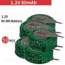 50 шт./лот 1,2 в 80 мАч Ni-MH перезаряжаемая батарея батарейный блок Бесплатная доставка 2024 - купить недорого