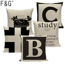 Geometric Letter Simple Style Pillow Covers High Quality Linen Cotton Cushion Cover Camping Bed Garden Home Decor Pillowcase 2024 - buy cheap