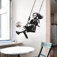 Banksy Decal GIRL ON A SWING, Vinyl Wall Sticker Street Art, Banksy Wall Art, Graffiti Urban Interior Design Home Decor 2140 2024 - compra barato