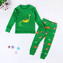 Conjunto de pijama de dinosaurio verde para niños, ropa de dormir para el hogar, de 1 a 7T, encantador, nuevo 2024 - compra barato