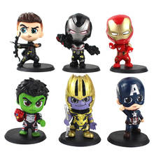 8-9cm 6pcs/set Avengers Super Hero Captain America Hulk Thanos Iron Man Q Version Figure Doll Collection Toys 2024 - buy cheap