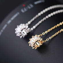 Fashion Female White Zircon Stone Necklace Simple Gold Color Color Pendants Necklaces Unique Style Wedding Necklaces For Women 2024 - buy cheap