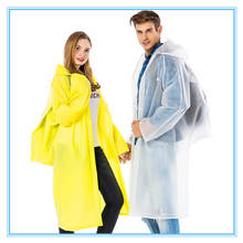 Chubasquero largo con capucha para hombre y mujer, chaqueta impermeable con botón EVA, Poncho, transpirable 2024 - compra barato