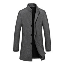 Brand Wool Coat Men Runway Luxury Vintage Long Sleeve Wool Blends Warm Woollen Coats Jacket Male Business Outwear 2021 Winter 2024 - buy cheap