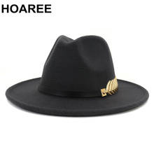 Sombrero de fieltro para hombre y mujer, sombrero de lana de Trilby negro, ala ancha de hoja, estilo británico, Panamá, sombrero de Jazz Vintage 2024 - compra barato