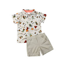 От 1 до 5 лет комплект летней одежды для маленьких мальчиков: рубашка с мультипликационным принтом, топы + брюки, комплект джентльмена, детская одежда, одежда для малышей комплект из 2 предметов 2024 - купить недорого