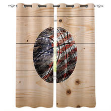 Cortinas Vintage de madera con bandera americana, tratamiento de ventana de baloncesto, cenefa, persianas para sala de estar, dormitorio, decoración Floral de tela 2024 - compra barato