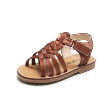 Sandalias de gladiador para niñas, zapatos de playa para niños, sandalias romanas con correa en T, moda de princesa clásica, tejido 21-30 Chic, verano 2021 2024 - compra barato