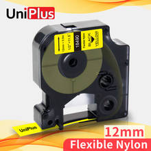 UniPlus 18490 Label Tapes Nylon Replace Dymo Industrial Labels for Rhino Label Maker 6000 6500 4200 5200 Black on Yellow Sticker 2024 - buy cheap