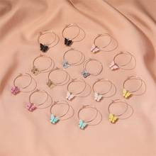 Todorova Cute Korean Acrylic Butterfly Big Hoop Earrings For Women Gold Color Circle Hoop Earrings Girls Party Jewelry Gifts 2024 - buy cheap