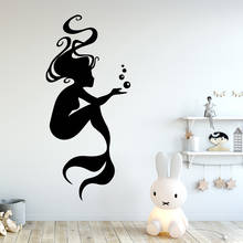 Cute Mermaid Wall Stickers Personalized Creative For Living Room Kids Room Home Decor Wall Art Decal 2024 - buy cheap