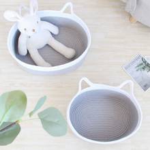 Cat Shape   Cotton Rope Storage Baskets Handmade Woven Dirty Clothes Laundry Basket Kids Toys Desktop Sundries Organizer Hamper 2024 - buy cheap