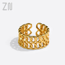 ZN Trendy Women's Adjustable Ring Fashion Jewelry Cool Girl Gift Creative Weave Design Geometric Hollow Out Opening Finger Rings 2024 - buy cheap