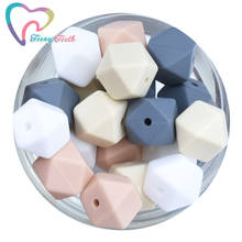 Contas de silicone hexagonal, 20 peças, 4 cores, 14mm, contas diy, dentição, acessórios, grau alimentar, silicone, mordedor, brinquedo, pingente, presente 2024 - compre barato