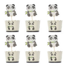 Panda Paper Muffin Cups cake topper set Tableware Birthday Party favor For Boys christmas gift Baby Shower Party Supplies 2024 - купить недорого