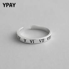 Ypay anéis abertos de prata esterlina 925 autêntica, para mulheres, coreano do ano, numerais romanos, joias finas de bague ymr754 2024 - compre barato
