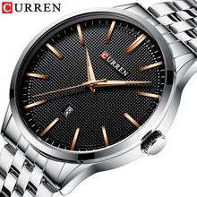 Curren relógio de pulso de luxo masculino, de aço inoxidável quartzo à prova d'água esportivo