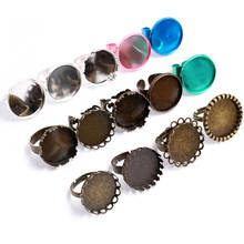 20mm 5pcs/Lot Bronze Silver Plated Brass Adjustable Ring Settings Blank/Base,Fit 20mm Glass Cabochons,Buttons;Ring Bezels 2024 - buy cheap