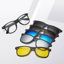 Óculos de sol polarizados 5 em 1, óculos masculinos e femininos com prendedor magnético para dirigir e pescar, proteção ótica uv 2024 - compre barato
