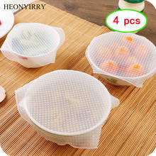 4pcs Food Fresh Keeping Saran Wrap Kitchen Tools Reusable High Stretch  Silicone Fruit Wraps Seal Vacuum Cover Stretch Lid 2024 - buy cheap