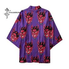 Japanese Demon Print Women Harajuku Cardigan Kimono Summer Loose Shirt Tops Casual Man Kimonos Coat Yukata Robe Beach 2024 - buy cheap