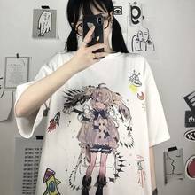 Camisetas de manga corta de dibujos animados para mujer, ropa holgada de estilo Kawaii Ulzzang Harajuku, Tops de gran tamaño para mujer 2021 2024 - compra barato