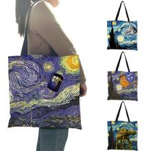 Fashion Handbag Starry Night Painting Van Gogh Tote Bags Women Reusable Shopping Convenience Bags Traveling Beach Folding Bags 2024 - buy cheap