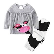 Футболка с длинными рукавами из хлопка, пижамные комплекты детская одежда Одежда для девочек от 2 до 7 лет подростковые пижамы для сна «Корова» для пижамный комплект, спальный костюм для детей; Детская зимняя Пижама 2024 - купить недорого