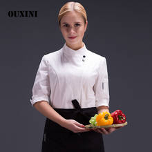 food chef kitchen jacket white Hotel Uniform  summer restaurant Waiter Workwear Clothing women's kitchen jacket 2024 - buy cheap