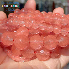 Natural facetado cereja quartzo pedra solta contas redondas para fazer jóias 4-12mm diy pulseiras acessórios atacado 2024 - compre barato