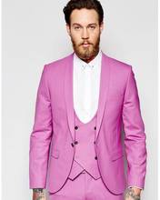 Traje de novio para hombre, traje Masculino ajustado de 3 piezas (chaqueta + pantalón + chaleco) con solapa de Chal púrpura para boda y graduación 2024 - compra barato