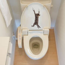 Модная наклейка для туалета с кошками креативные животные 3D стикер на стену с милым украшением для ванной комнаты виниловые переводные водонепроницаемые изображения на стену 2024 - купить недорого