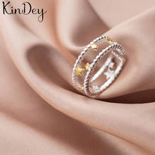 Kindey Wholesale Real Silver Color Star Rings For Women Big Antique Rings Finger Jewelry High Quality 2024 - buy cheap