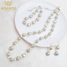 Ashiqi-conjunto de joias de pérola barroca, natural, água doce, colar, pulseira, prata esterlina 925, recém-chegado, feminino 2024 - compre barato