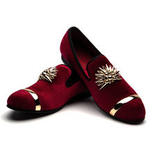 MEIJIANA Toe Handmade New Metal Shoes Velvet Fashion Top Dress Italian Men Loafers Mens Dress Gold Wedding Shoes 2024 - buy cheap