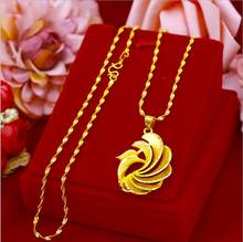 long not fade 24K Gold peacock Pendant Necklace for Girlfriend Women Wedding Engagement Jewelry with Chain Choker Birthday Gift 2024 - buy cheap