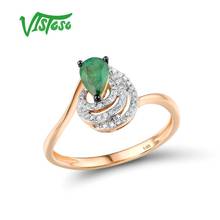 VISTOSO Gold Rings For Women Genuine 14K 585 Rose Gold Ring Pear Emerald Sparkling Diamond Engagement Anniversary Fine Jewelry 2024 - buy cheap