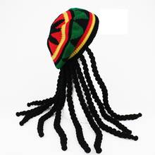 Unissex hip hop boné de malha peruca trança chapéu boina gorra hombre inverno dreadlocks chapéus de festa de halloween 2024 - compre barato