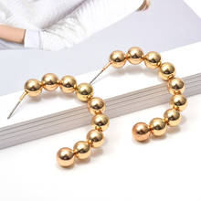 ZA New Arrive Gold Metal Hang Round Beads Drop Earrings Wholesale Fashion Simple Pendientes Fine Jewelry Accessories For Women 2024 - buy cheap