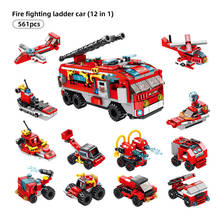 561pcs 12in1 Fire Fighting Trucks Car Helicopter Boat Building Blocks compatible City Firefighter Bricks children Toys 2024 - buy cheap