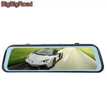 Bigbigroom-espelho retrovisor automotivo, com tela ips, dvr, para volkswagen multivan, caravelle, t5, moia, touareg, variante eos 2024 - compre barato