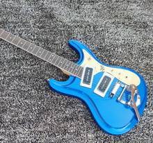 Guitarra eléctrica de alta calidad, guitarra eléctrica azul de metal, brazo vibrato, acepta personalización, entrega gratuita 2024 - compra barato