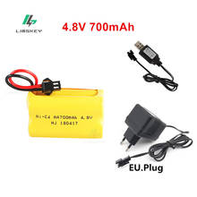 Batería recargable ni-cd de 4,8 v para coches teledirigidos, cargador para juguetes, tanques, Robots, barcos, pistolas, 4 x AA, 700mah, 4,8 v 2024 - compra barato