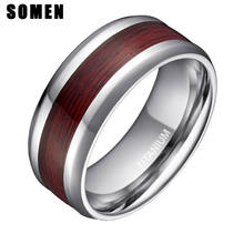 Somen 8mm Men's Real Wood Inlay Titanium Ring Wedding Band Fashion Wooden Male Engagement Ring anillos hombre USA Size 5 - 14 2024 - buy cheap
