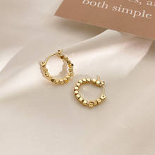 Fashion Statement Earrings 2021 Cube Metal Bead earrings For Women Golden Shiny Earrings Hoop Earring modern Jewelry Gifts 2024 - buy cheap