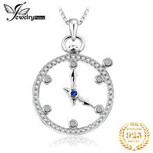 Pulseira de prata esterlina 925, colar com pingente circular feminino de zircônia cúbica, de safira, jewelrypalace, sem corrente 2024 - compre barato